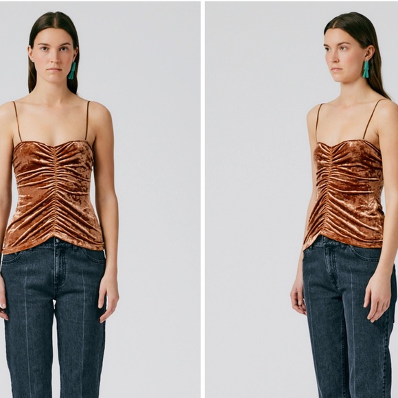 ♥️ Tibi Stretch Velvet Ruched Cami - Picture 8 of 16